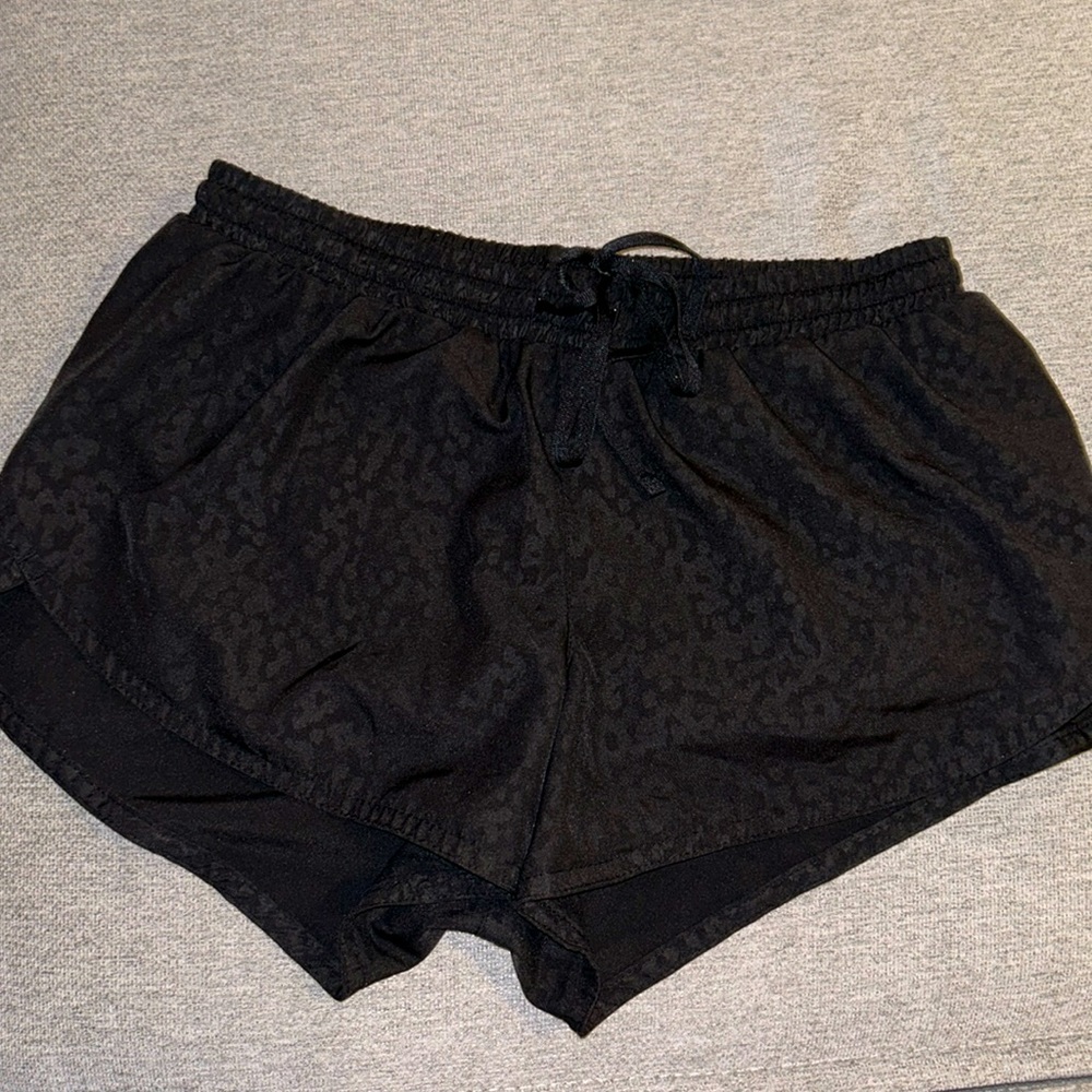 Old Navy Activewear shorts black with black cheetah print, size XS